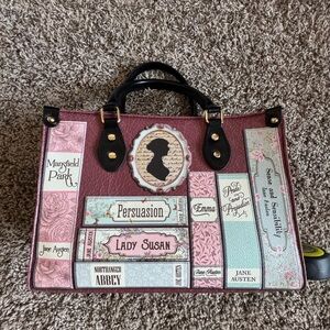 Jane Austen theme handbag. Vinyl